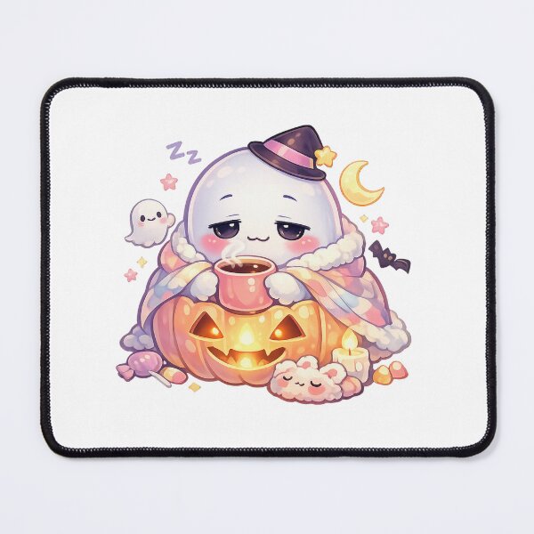 Item preview, Pumpkin Witch Cozy Ghost – Soft Pastel Kawaii Halloween Spirit designed and sold by Sommium .