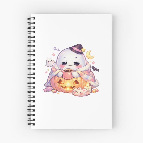 Item preview, Pumpkin Witch Cozy Ghost – Soft Pastel Kawaii Halloween Spirit designed and sold by Sommium .