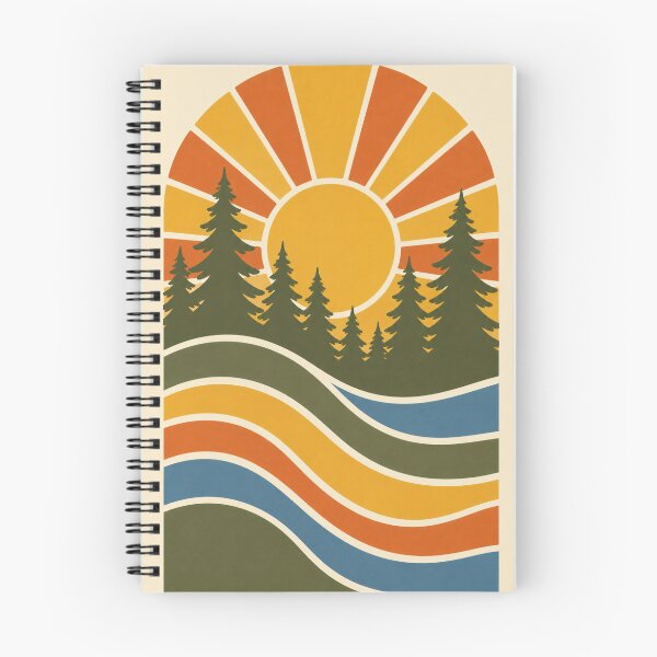 Item preview, Retro Sunset Forest Lake Poster | Mid-Century Boho Nature Wall Art designed and sold by SoftSpaceDesign.