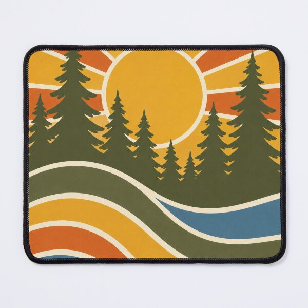 Item preview, Retro Sunset Forest Lake Poster | Mid-Century Boho Nature Wall Art designed and sold by SoftSpaceDesign.