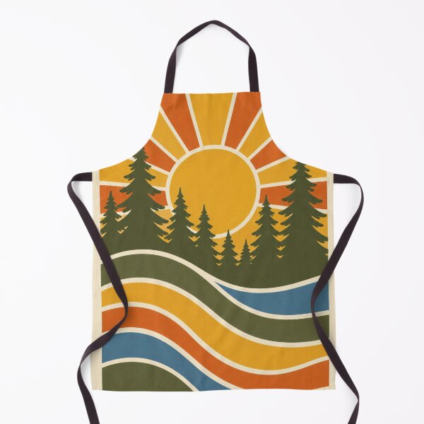 Item preview, Retro Sunset Forest Lake Poster | Mid-Century Boho Nature Wall Art designed and sold by SoftSpaceDesign.