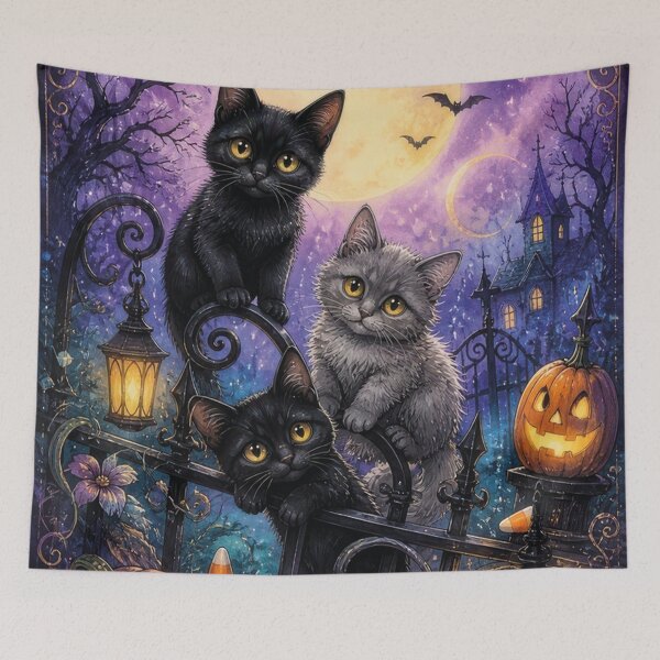 Item preview, Cute Cats Halloween Pumpkin Full Moon Magical Spook designed and sold by Mauswohn.