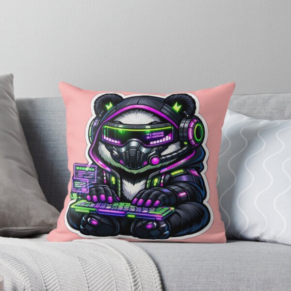 Item preview, Cyberpunk Hacker Panda Sticker - Neon Tech Code & Gaming Decal designed and sold by CyberPaws Art.
