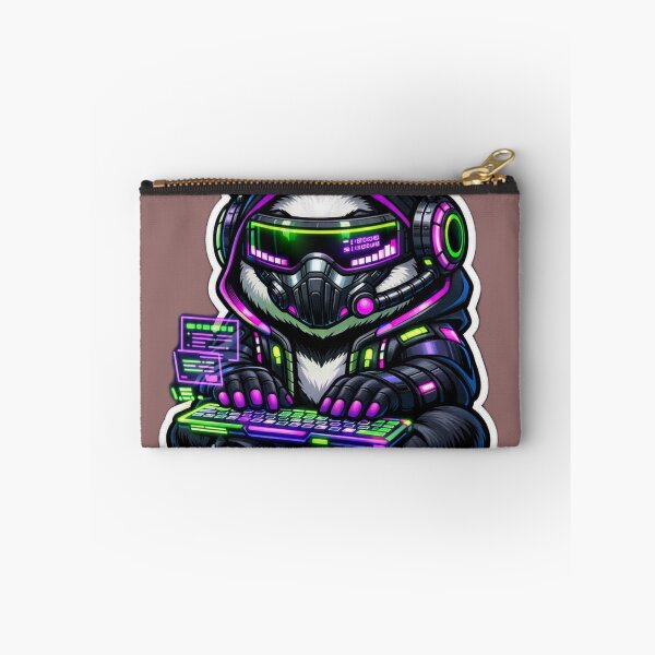 Item preview, Cyberpunk Hacker Panda Sticker - Neon Tech Code & Gaming Decal designed and sold by CyberPaws Art.