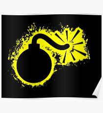 Blast bomb yellow and black silhouette Poster
