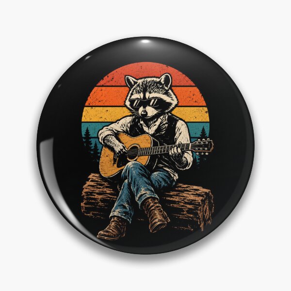 Item preview, Retro Raccoon Guitarist Vintage Cool Music designed and sold by Moizento.