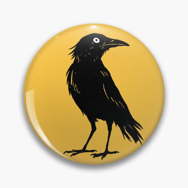 Item preview, Black Simple Crow Raven Chic Yellow Background Art designed and sold by GrinGalore.
