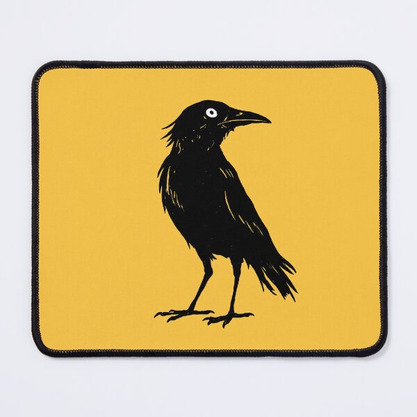 Item preview, Black Simple Crow Raven Chic Yellow Background Art designed and sold by GrinGalore.