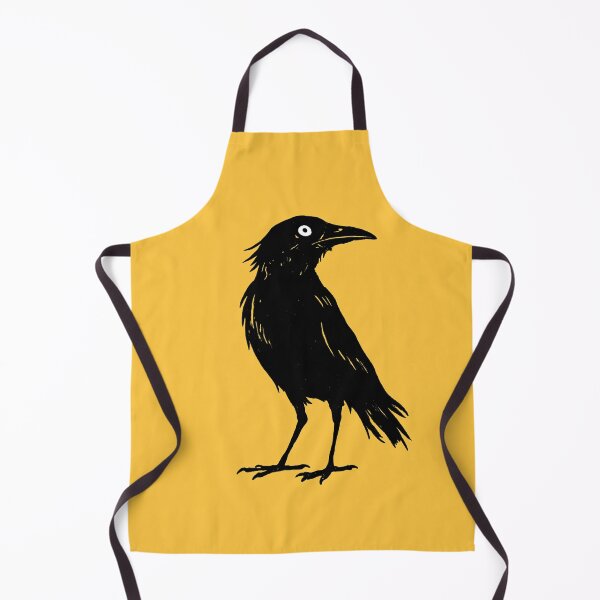 Aperçu de l'œuvre Art de fond jaune chic avec un corbeau noir simple et élégant créée et vendue par GrinGalore.