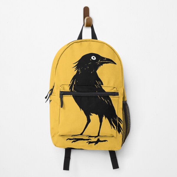 Item preview, Black Simple Crow Raven Chic Yellow Background Art designed and sold by GrinGalore.
