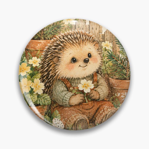 Item preview, Cute Hedgehog Gardener Cottagecore Poster | Whimsical Woodland Animal Wall Art designed and sold by SoftSpaceDesign.