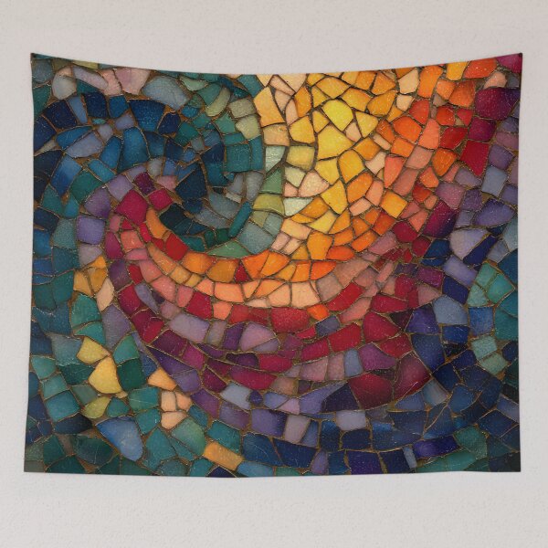 Item preview, Abstract Gaudi Inspired Mosaic Colorful Trencadís Spiral Pattern Art designed and sold by GrinGalore.