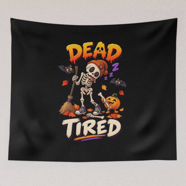 Item preview, Dead Tired Funny Halloween Skeleton designed and sold by Yomere.