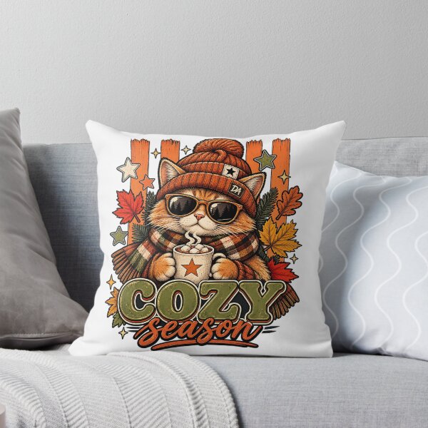 Item preview, Cozy Season Autumn Cat Coffee Beanie Scarf Art designed and sold by DesignArtist.ia.
