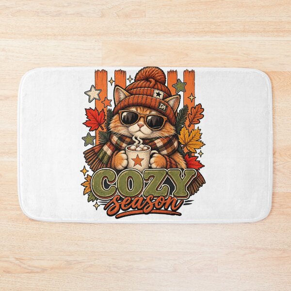 Item preview, Cozy Season Autumn Cat Coffee Beanie Scarf Art designed and sold by DesignArtist.ia.