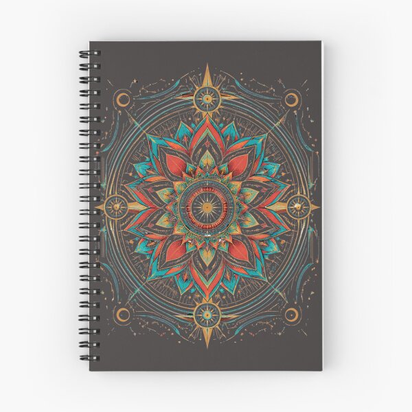 Item preview, Colorful Bohemian Lotus Mandala – Teal Orange Gold Sacred Geometry designed and sold by KREASPACE.
