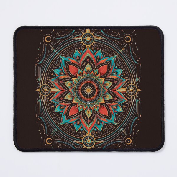 Item preview, Colorful Bohemian Lotus Mandala – Teal Orange Gold Sacred Geometry designed and sold by KREASPACE.