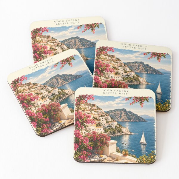 Item preview, Italian Summer Coast Mediterranean Beach Vacation Artwork designed and sold by Fictio ⭐​⭐​⭐​⭐​⭐​.