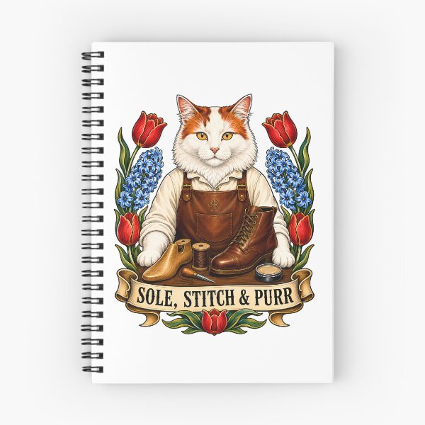 Item preview, Sole Stitch Purr Vintage Cobbler Cat Art designed and sold by Old's Cool Cat Studio.