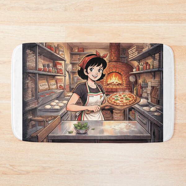 Item preview, Smiling Pizza Maker Anime Style designed and sold by Home Decor Art.