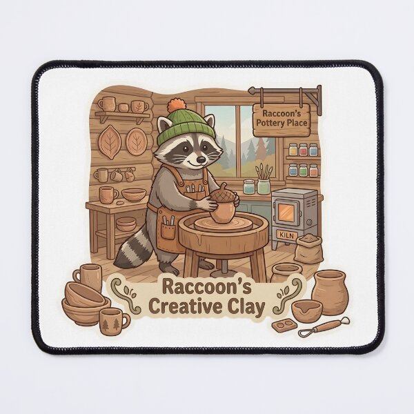 Item preview, Cute Raccoon Potter – Raccoon's Creative Clay Pottery Gift designed and sold by Isliath.
