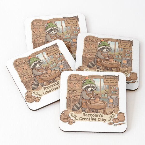 Item preview, Cute Raccoon Potter – Raccoon's Creative Clay Pottery Gift designed and sold by Isliath.