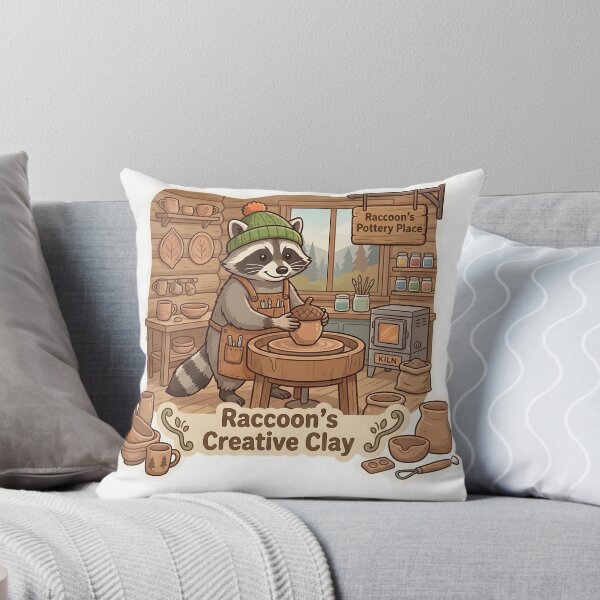 Item preview, Cute Raccoon Potter – Raccoon's Creative Clay Pottery Gift designed and sold by Isliath.