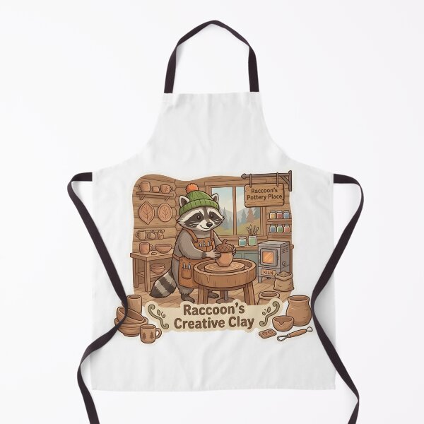 Aperçu de l'œuvre Cute Raccoon Potter – Raccoon's Creative Clay Pottery Gift créée et vendue par Isliath.
