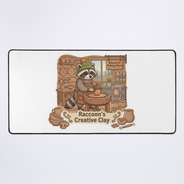 Item preview, Cute Raccoon Potter – Raccoon's Creative Clay Pottery Gift designed and sold by Isliath.