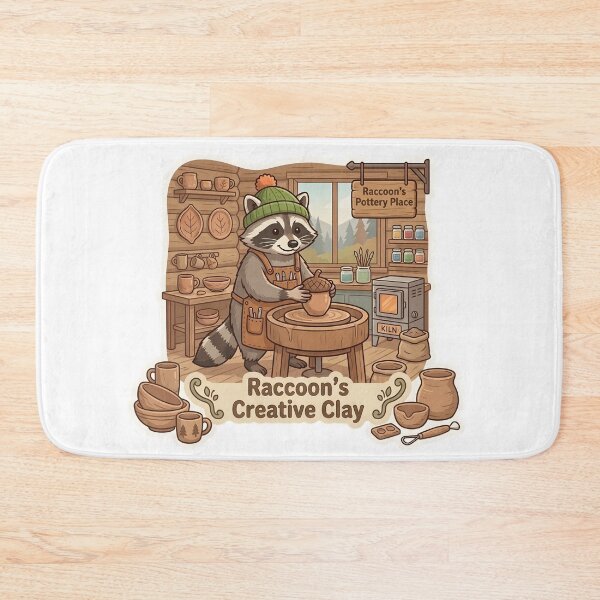 Item preview, Cute Raccoon Potter – Raccoon's Creative Clay Pottery Gift designed and sold by Isliath.