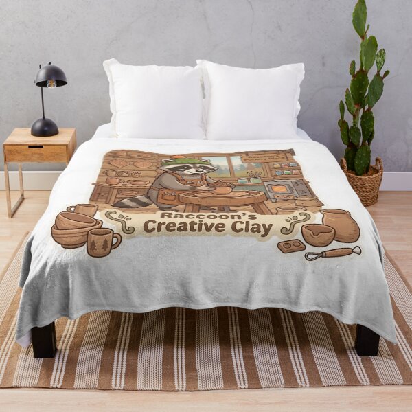 Aperçu de l'œuvre Cute Raccoon Potter – Raccoon's Creative Clay Pottery Gift créée et vendue par Isliath.