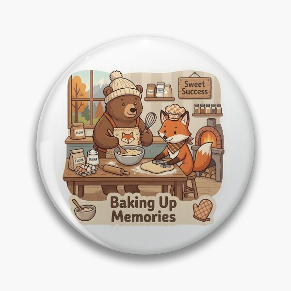Item preview, Cute Bear and Fox Baking – Baking Up Memories Bakery Gift designed and sold by Isliath.