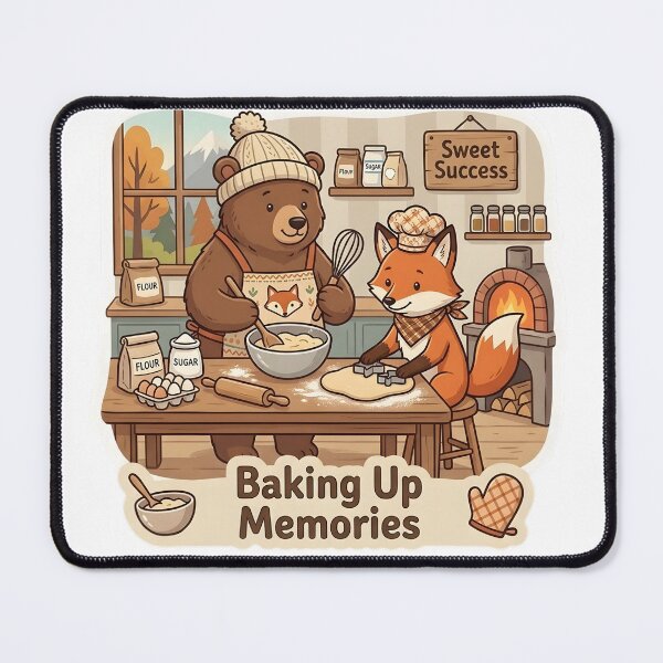 Item preview, Cute Bear and Fox Baking – Baking Up Memories Bakery Gift designed and sold by Isliath.