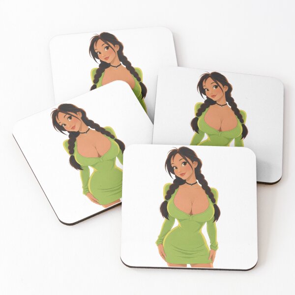 Item preview, Cute Latina Girl Green Dress Braids - Retro 90s Cartoon Style designed and sold by  Hollow Moon Studios..