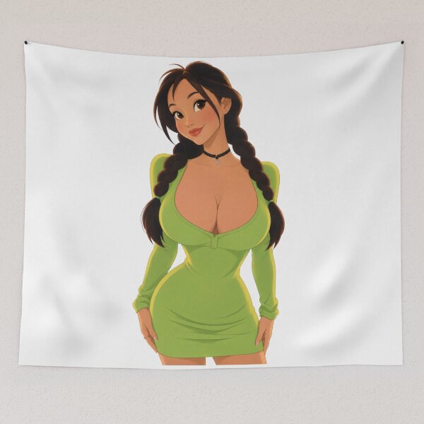 Item preview, Cute Latina Girl Green Dress Braids - Retro 90s Cartoon Style designed and sold by  Hollow Moon Studios..