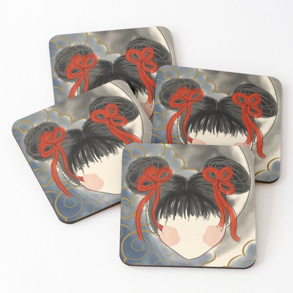 Item preview, Chinese Inspired Girl with Red Ribbons and Clouds designed and sold by IraKhali.