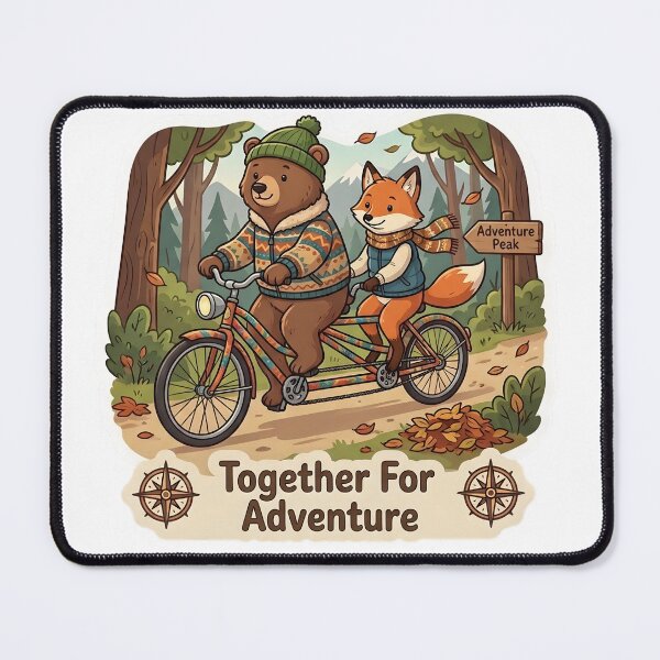 Item preview, Cute Bear and Fox Tandem Bike – Together For Adventure Gift designed and sold by Isliath.