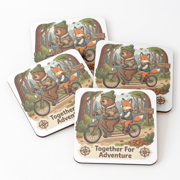 Item preview, Cute Bear and Fox Tandem Bike – Together For Adventure Gift designed and sold by Isliath.