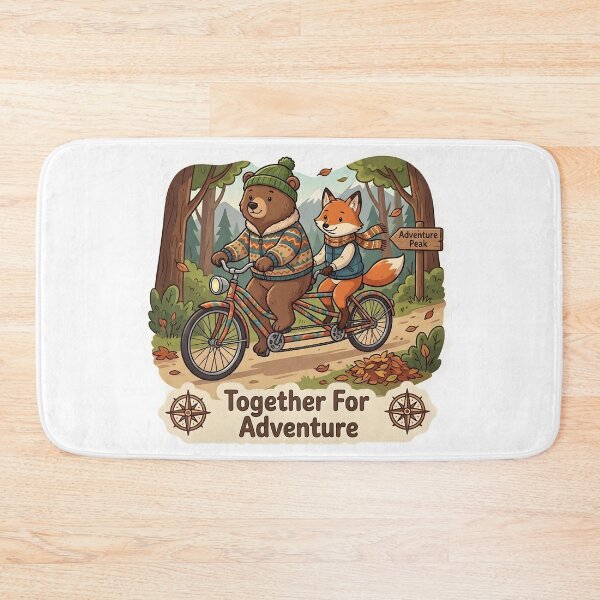 Item preview, Cute Bear and Fox Tandem Bike – Together For Adventure Gift designed and sold by Isliath.