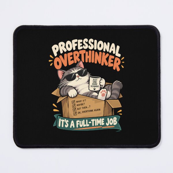 Item preview, Professional Overthinker Funny Cat Coffee Design designed and sold by BDLuck2021.