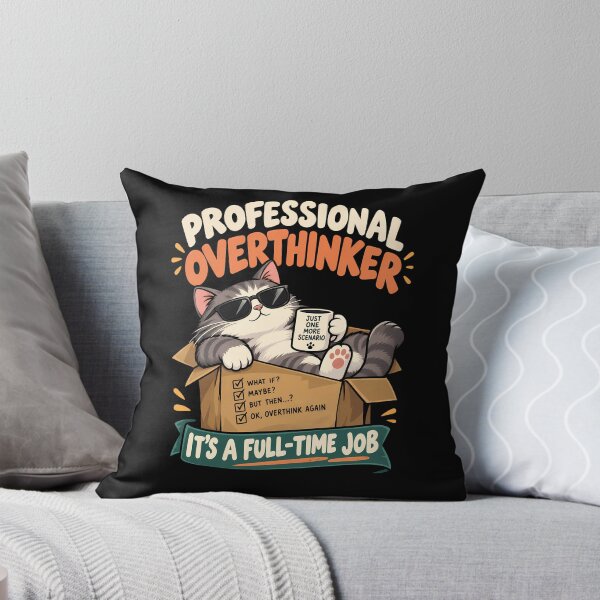 Item preview, Professional Overthinker Funny Cat Coffee Design designed and sold by BDLuck2021.