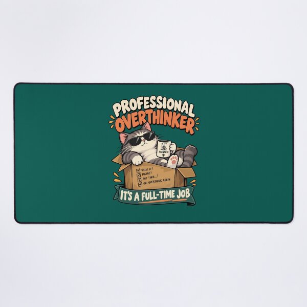 Item preview, Professional Overthinker Funny Cat Coffee Design designed and sold by BDLuck2021.