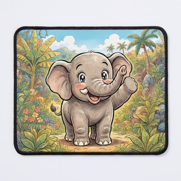 Item preview, Smiling Elephant Anime Style designed and sold by Home Decor Art.