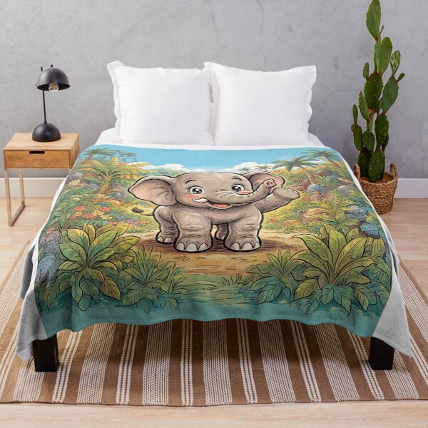 Item preview, Smiling Elephant Anime Style designed and sold by Home Decor Art.