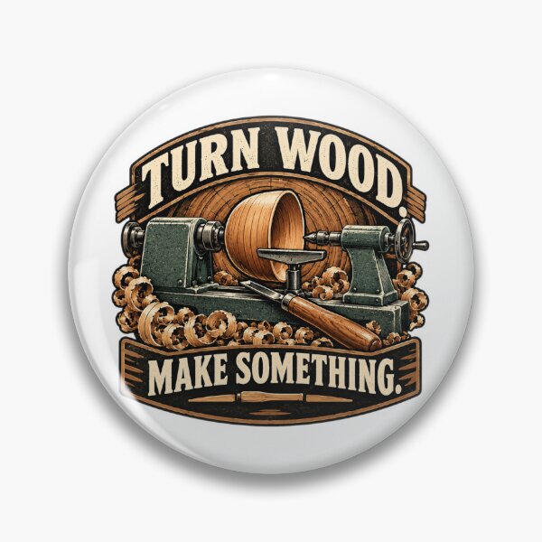 Item preview, Turn Wood Make Something Badge designed and sold by AleksKos.