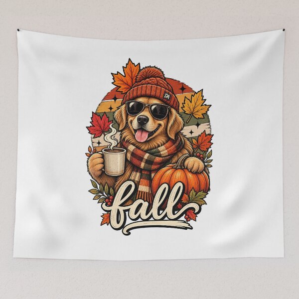 Item preview, Golden Retriever Fall Coffee Pumpkin Beanie Art designed and sold by DesignArtist.ia.