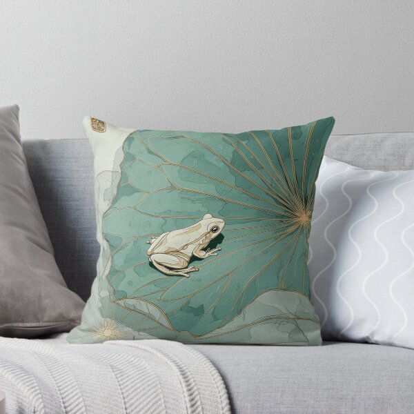 Item preview, Frog on Lotus Leaf Japanese Aesthetic Art Watercolour designed and sold by beautyinlove.