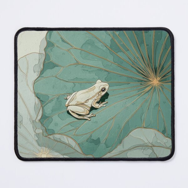 Item preview, Frog on Lotus Leaf Japanese Aesthetic Art Watercolour designed and sold by beautyinlove.