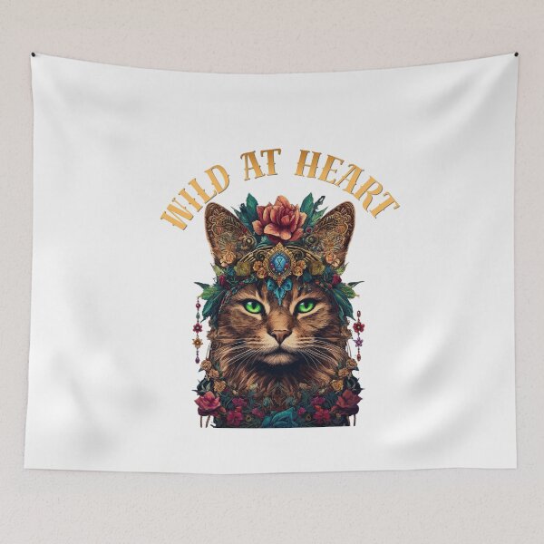 Item preview, Wild at Heart - Mystic Botanical Cat Illustration designed and sold by DoodleIntricate.