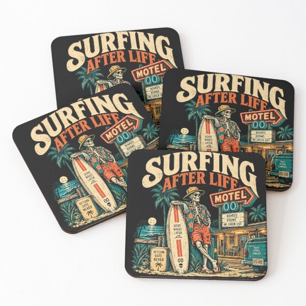 Item preview, Title: Surfing After Life – Vintage Skeleton Surf Motel Graphic designed and sold by PhilllandArt.